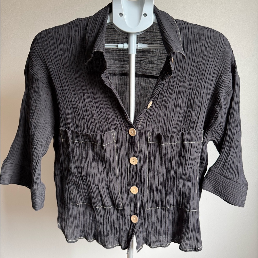 Zara Black Textured Blouse‎